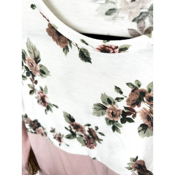 Pre-Loved half Floral/ half pale pink long sleeve top SML - Picture 5 of 8